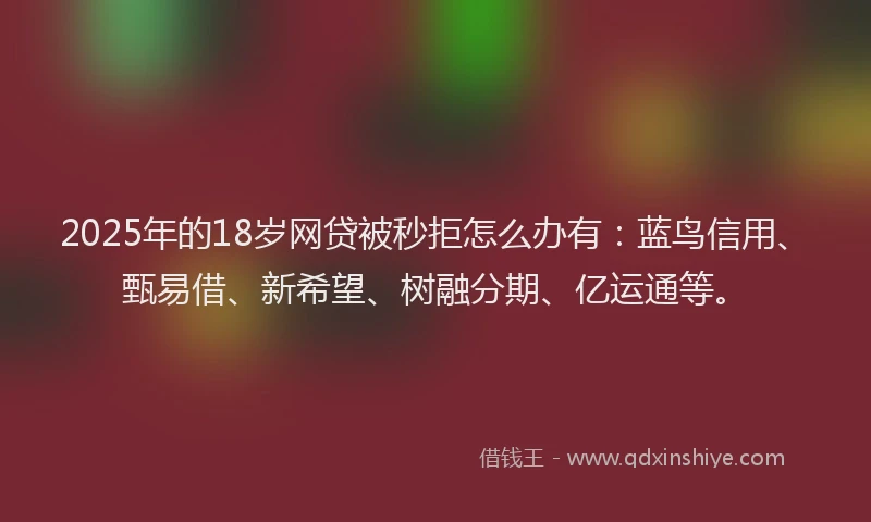 2025年的18岁网贷被秒拒怎么办有：蓝鸟信用、甄易借、新希望、树融分期、亿运通等。
