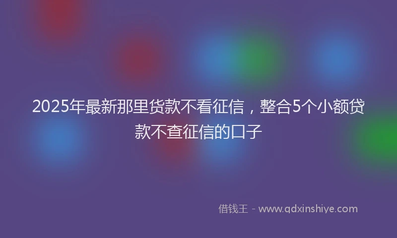 2025年最新那里货款不看征信，整合5个小额贷款不查征信的口子
