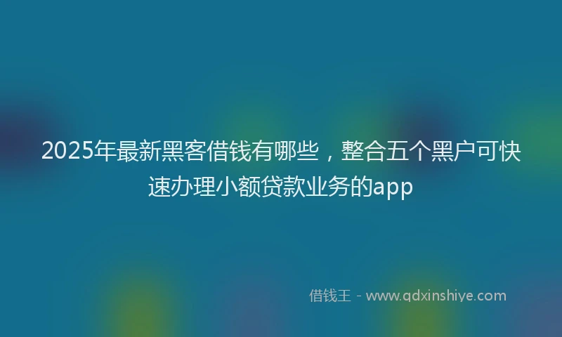 2025年最新黑客借钱有哪些，整合五个黑户可快速办理小额贷款业务的app