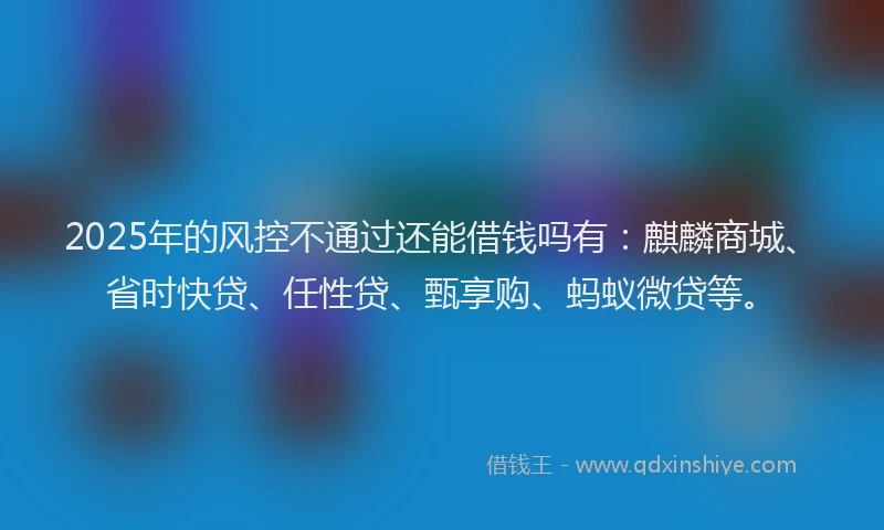 2025年的风控不通过还能借钱吗有：麒麟商城、省时快贷、任性贷、甄享购、蚂蚁微贷等。