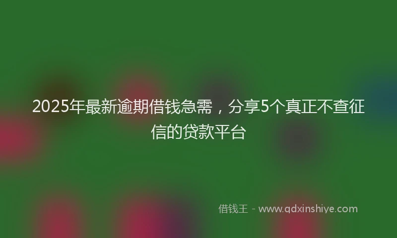 2025年最新逾期借钱急需，分享5个真正不查征信的贷款平台