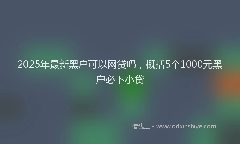 2025年最新黑户可以网贷吗，概括5个1000元黑户必下小贷