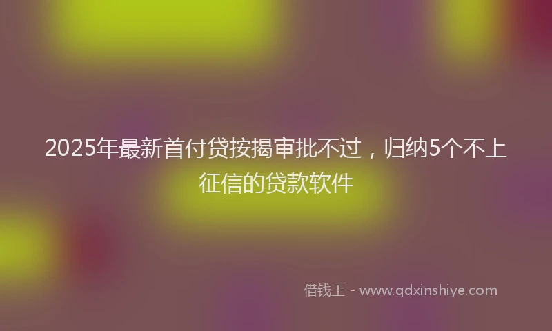 2025年最新首付贷按揭审批不过，归纳5个不上征信的贷款软件