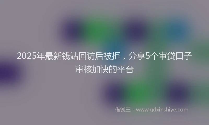 2025年最新钱站回访后被拒，分享5个审贷口子审核加快的平台