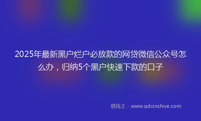 2025年最新黑户烂户必放款的网贷微信公众号怎么办，归纳5个黑户快速下款的口子