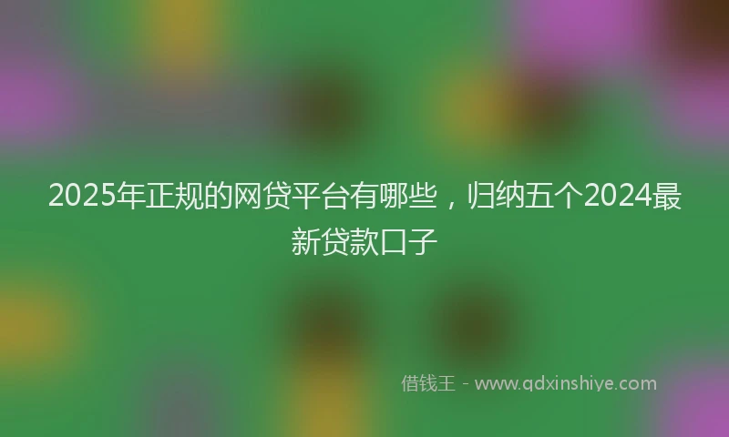 2025年正规的网贷平台有哪些，归纳五个2024最新贷款口子