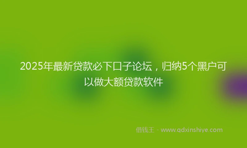 2025年最新贷款必下口子论坛，归纳5个黑户可以做大额贷款软件