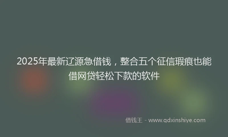 2025年最新辽源急借钱，整合五个征信瑕疵也能借网贷轻松下款的软件
