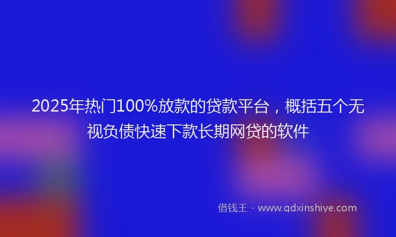 2025年热门100%放款的贷款平台，概括五个无视负债快速下款长期网贷的软件
