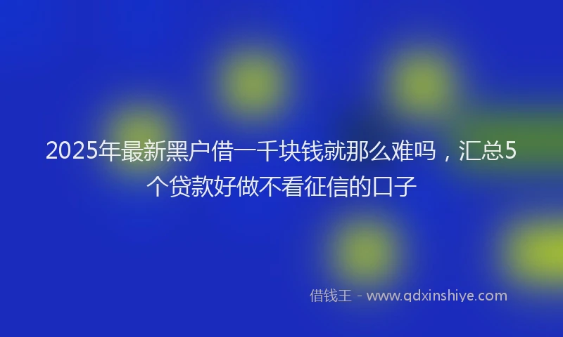 2025年最新黑户借一千块钱就那么难吗，汇总5个贷款好做不看征信的口子