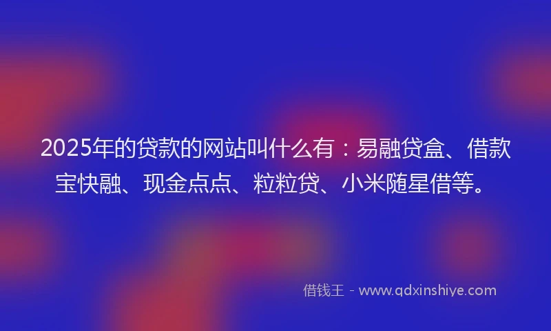 2025年的贷款的网站叫什么有：易融贷盒、借款宝快融、现金点点、粒粒贷、小米随星借等。