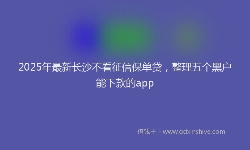 2025年最新长沙不看征信保单贷，整理五个黑户能下款的app