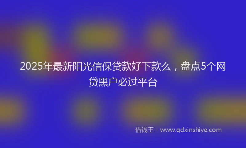 2025年最新阳光信保贷款好下款么，盘点5个网贷黑户必过平台