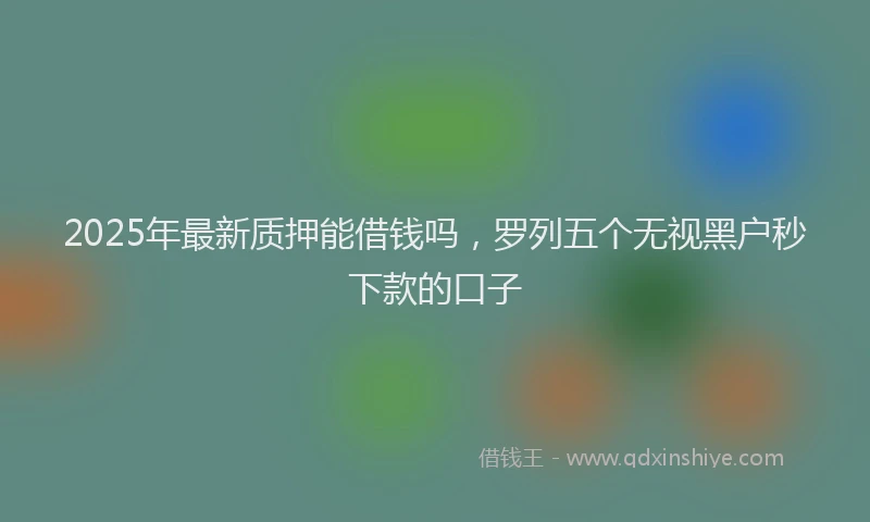 2025年最新质押能借钱吗，罗列五个无视黑户秒下款的口子