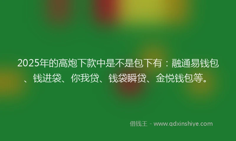 2025年的高炮下款中是不是包下有：融通易钱包、钱进袋、你我贷、钱袋瞬贷、金悦钱包等。