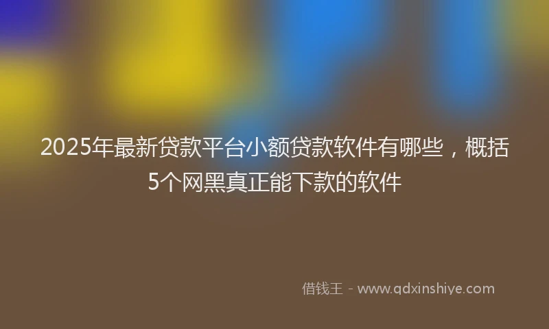 2025年最新贷款平台小额贷款软件有哪些，概括5个网黑真正能下款的软件