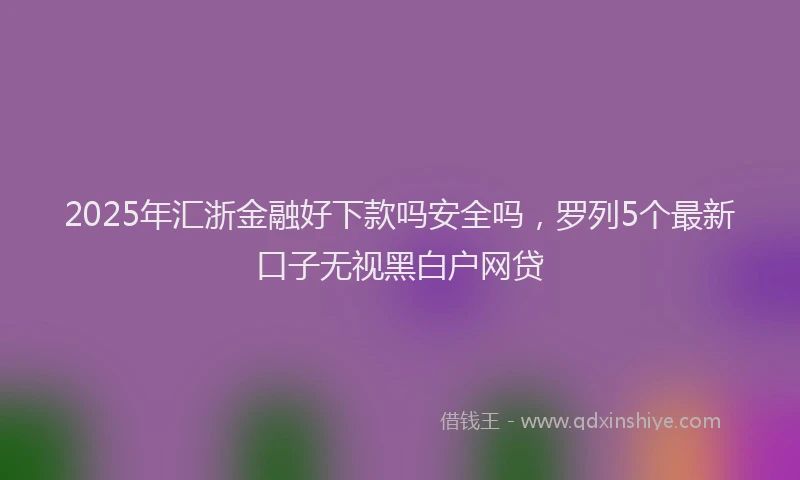 2025年汇浙金融好下款吗安全吗，罗列5个最新口子无视黑白户网贷