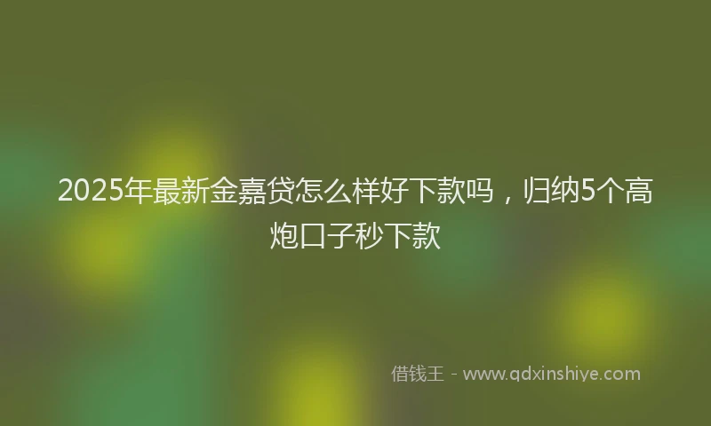 2025年最新金嘉贷怎么样好下款吗，归纳5个高炮口子秒下款
