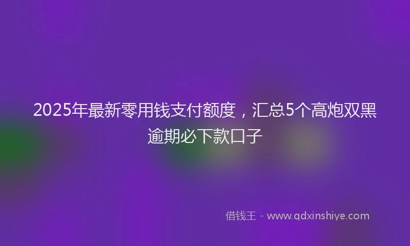 2025年最新零用钱支付额度，汇总5个高炮双黑逾期必下款口子