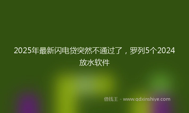 2025年最新闪电贷突然不通过了，罗列5个2024放水软件