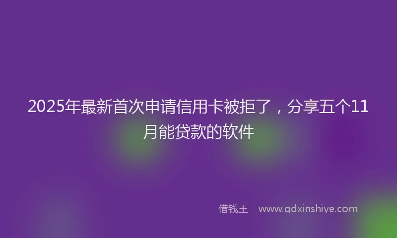 2025年最新首次申请信用卡被拒了，分享五个11月能贷款的软件