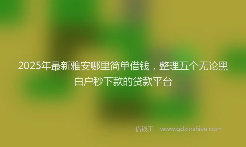 2025年最新雅安哪里简单借钱，整理五个无论黑白户秒下款的贷款平台