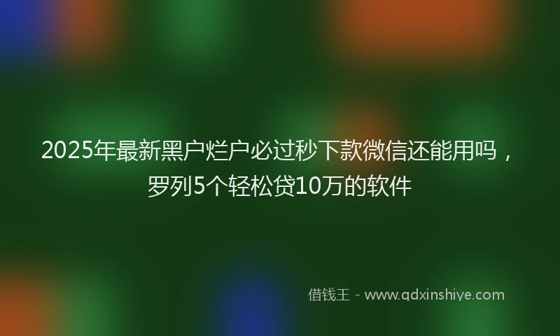 2025年最新黑户烂户必过秒下款微信还能用吗，罗列5个轻松贷10万的软件