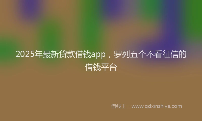 2025年最新贷款借钱app，罗列五个不看征信的借钱平台