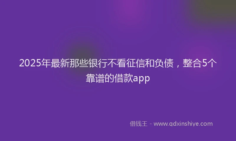 2025年最新那些银行不看征信和负债，整合5个靠谱的借款app