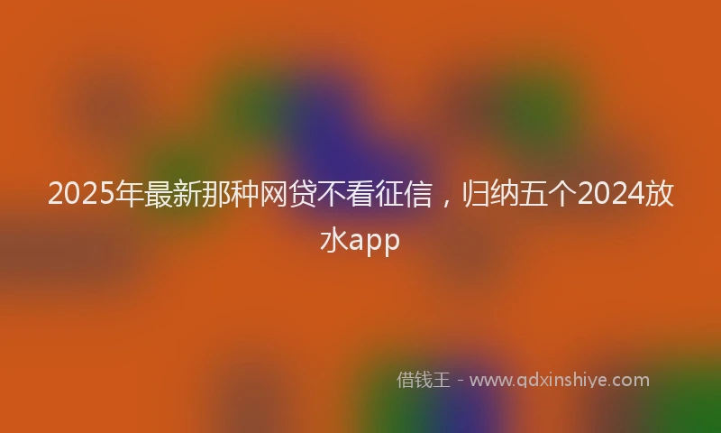 2025年最新那种网贷不看征信，归纳五个2024放水app