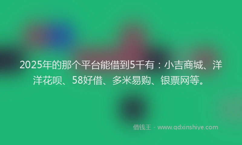 2025年的那个平台能借到5千有：小吉商城、洋洋花呗、58好借、多米易购、银票网等。