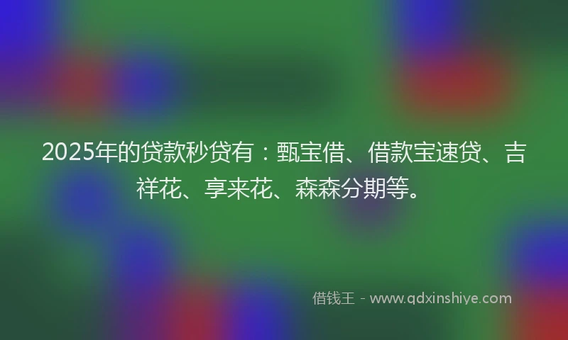 2025年的贷款秒贷有：甄宝借、借款宝速贷、吉祥花、享来花、森森分期等。