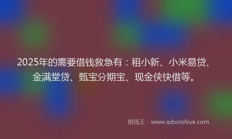 2025年的需要借钱救急有：租小新、小米易贷、金满堂贷、甄宝分期宝、现金侠快借等。