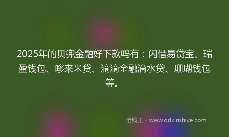 2025年的贝兜金融好下款吗有：闪借易贷宝、瑞盈钱包、哆来米贷、滴滴金融滴水贷、珊瑚钱包等。