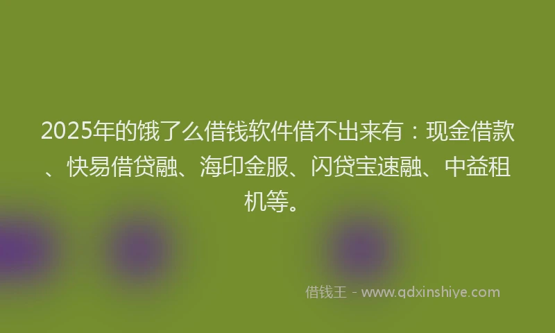 2025年的饿了么借钱软件借不出来有：现金借款、快易借贷融、海印金服、闪贷宝速融、中益租机等。