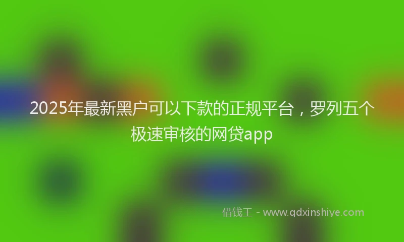2025年最新黑户可以下款的正规平台，罗列五个极速审核的网贷app