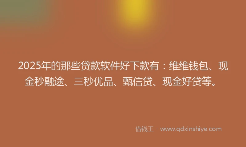 2025年的那些贷款软件好下款有：维维钱包、现金秒融途、三秒优品、甄信贷、现金好贷等。