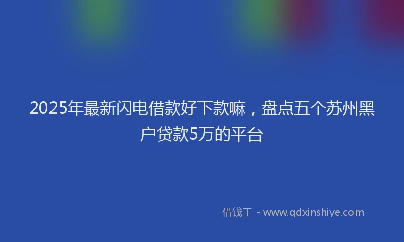 2025年最新闪电借款好下款嘛，盘点五个苏州黑户贷款5万的平台
