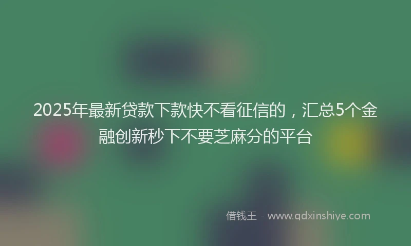 2025年最新贷款下款快不看征信的，汇总5个金融创新秒下不要芝麻分的平台