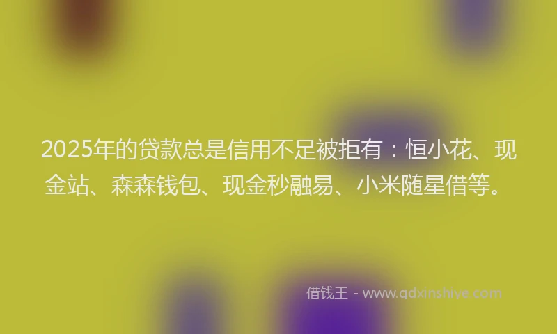 2025年的贷款总是信用不足被拒有：恒小花、现金站、森森钱包、现金秒融易、小米随星借等。