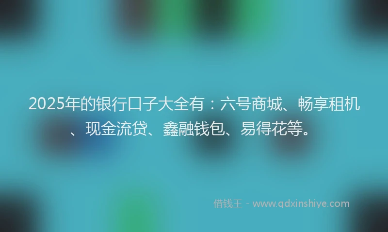 2025年的银行口子大全有：六号商城、畅享租机、现金流贷、鑫融钱包、易得花等。