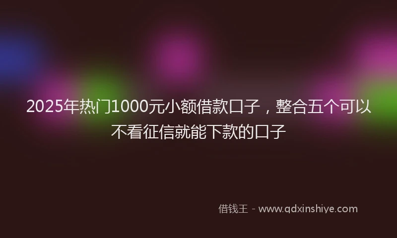 2025年热门1000元小额借款口子，整合五个可以不看征信就能下款的口子