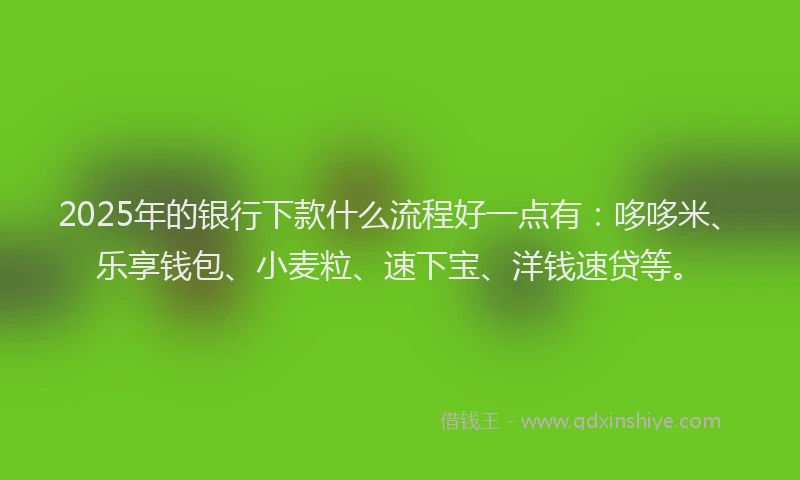 2025年的银行下款什么流程好一点有：哆哆米、乐享钱包、小麦粒、速下宝、洋钱速贷等。