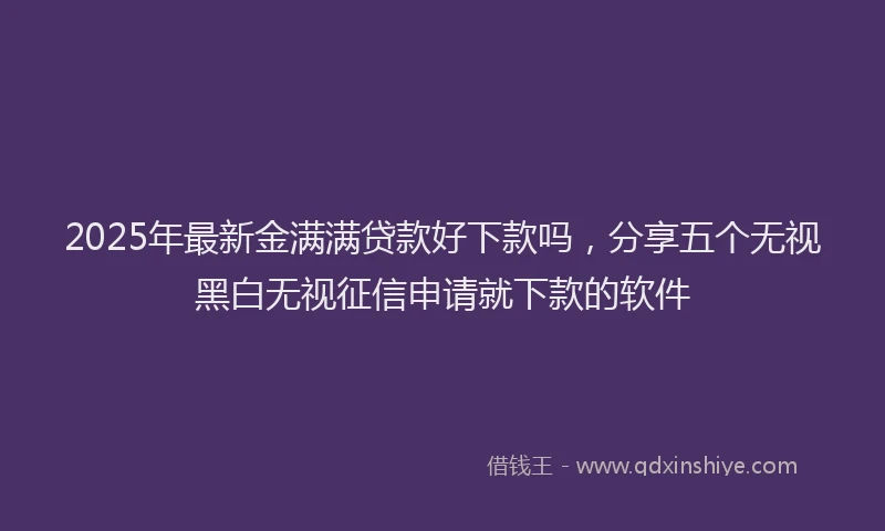 2025年最新金满满贷款好下款吗，分享五个无视黑白无视征信申请就下款的软件