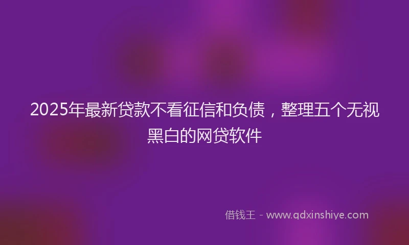 2025年最新贷款不看征信和负债，整理五个无视黑白的网贷软件