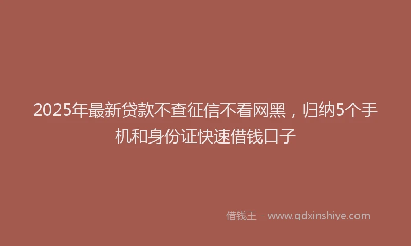 2025年最新贷款不查征信不看网黑，归纳5个手机和身份证快速借钱口子