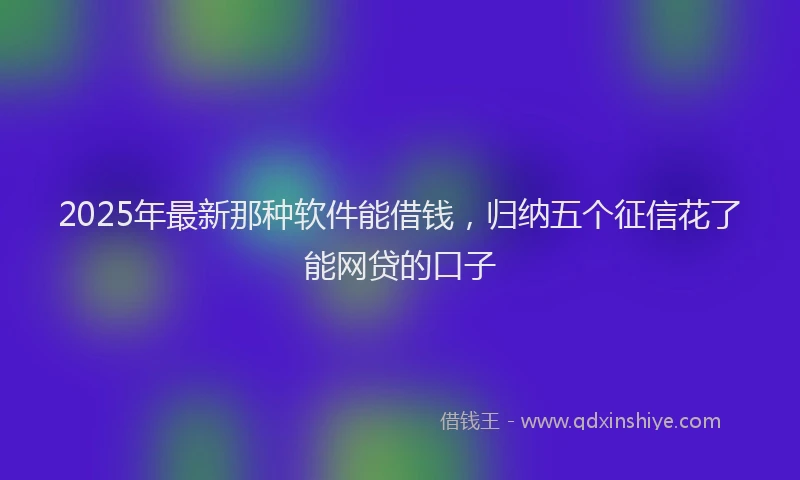 2025年最新那种软件能借钱，归纳五个征信花了能网贷的口子