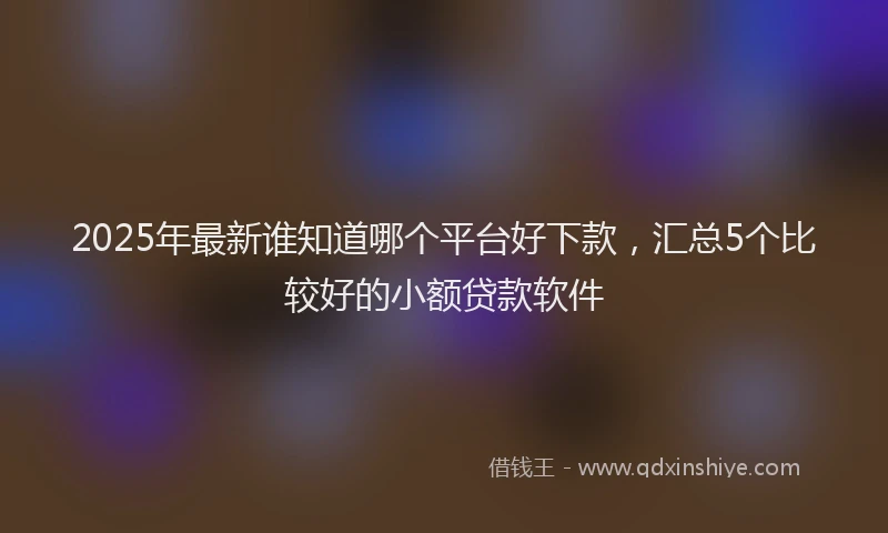 2025年最新谁知道哪个平台好下款，汇总5个比较好的小额贷款软件