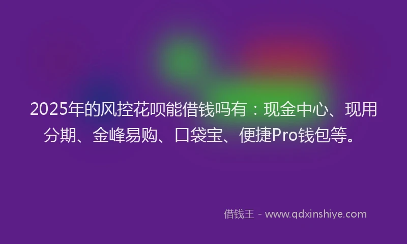 2025年的风控花呗能借钱吗有：现金中心、现用分期、金峰易购、口袋宝、便捷Pro钱包等。