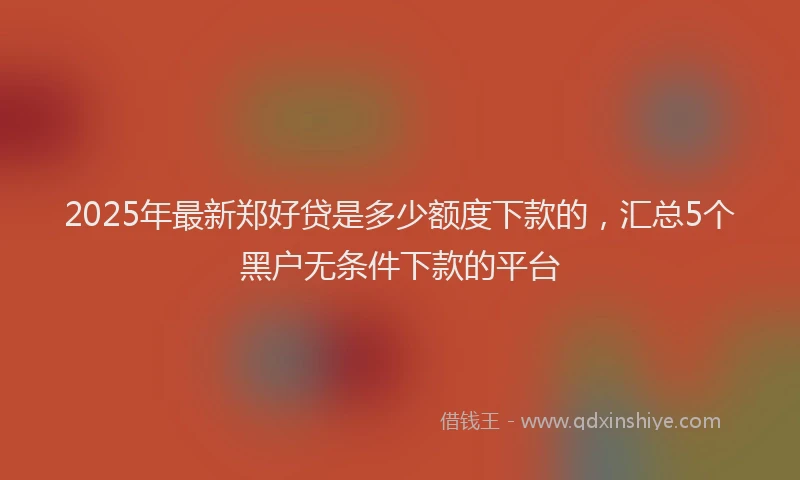2025年最新郑好贷是多少额度下款的，汇总5个黑户无条件下款的平台